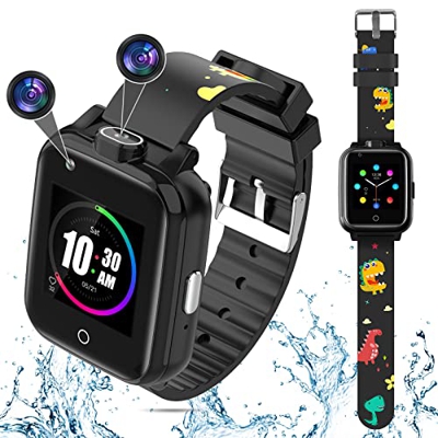 Reloj Inteligente para niños con GPS 4G, OKYUK teléfono Reloj Inteligente para Niños Impermeable y Seguro, con Mensaje de Voz de Llamada, SOS, cámara 