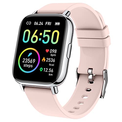 Smartwatch, 1.69" Reloj Inteligente Mujer Impermeable IP68 Pulsera Actividad 24 Modos Deporte con Pulsómetro Monitor de Sueño Monitores Actividad Cron