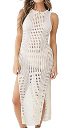 Vestido Playa Vestidos Tejidos Crochet Kaftan Mujer Vestidos Boho Chic Pareos Playa Mujer Sexy Vestidos Verano Mujer Bikini Cover up en oferta