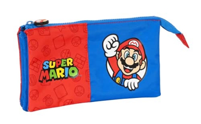 Safta- Portatodo Triple Super Mario 22X12X3Cm, Multicolor (812108744)