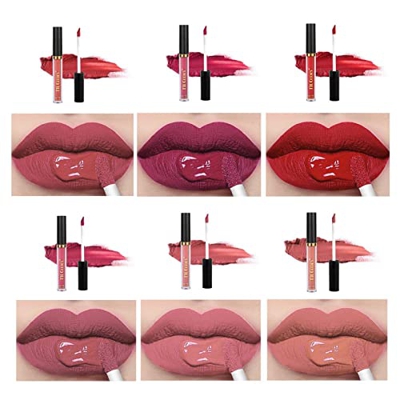 3 Pcs Juego de pintalabios líquido,6 UNIDS Impermeable Mate Lápiz Labial Líquido Set Lip Plumper de Larga Duración | Set de regalo de maquillaje de br