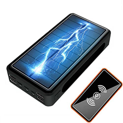 Giural Cargador Solar, 50000mAh Power Bank Portátil Inalámbrico con 4 Outputs Power Bank con USB C Carga Rápida para iPhone, Samsung, Smartphone,Negro características