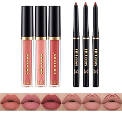 Holzsammlung 3 LáPices Labiales LíQuidos Mate Aterciopelados + 3 LáPices Delineadores De Labios,Pintalabios Mate Liquido LáPiz Labial Pintalabios Impe precio