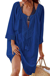 heekpek Pareos Playa Mujer Falda de Playa de Bikini de Verano Pareos Mujer Playa Traje de Baño Sexy Bikini Cover Up Vestidos Playa Vestido Dress (Azul precio