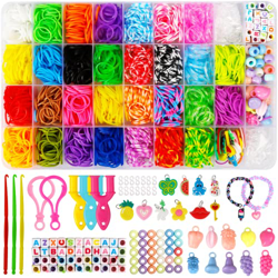 LUZOON Pulseras Gomas, 2100+PCS Loom Kit DIY Purseras Elásticas Plásticas Juego de Bandas de Silicona para Niños Collares de Colores de Juguete para H precio