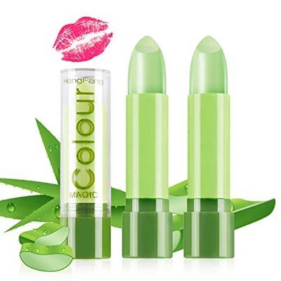 Lishang 2 Piezas Impermeable Hidratante Pintalabios Cambia Color Natural Lápiz Labial Aloe Vera Pintalabio Larga Duración Mate Maquillaje Regalo Pinta