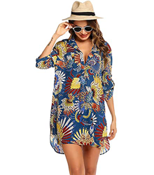 Vestido Playa Leopardo Mujer Cuello V Corto Cover Up Beach Blusa Vestidos Camisa Playas Cortos Tie Dye Túnica Playa Mujer Cover-Up Talla Grande Tallas en oferta