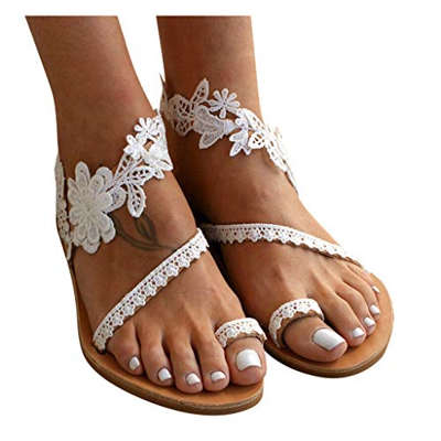 Nuevo 2021 Sandalias Mujer Verano Planas Moda Sandalias de Vestir Playa Chanclas para Mujer Flores Zapatos Sandalias de Punta Abierta Roma casual Sand