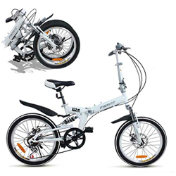 Bicicleta plegable, 20 pulgadas 7 velocidades bicicleta portátil, frenos de disco doble bicicletas de montaña viajeros urbanos para adultos adolescent en oferta