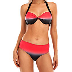 Vancavoo Bikinis Traje de Baño para Mujer Push Up Sujetador Halter y Bragas de Cintura Baja Bañador Playa de Dos Piezas con Degradada para la Playa de en oferta