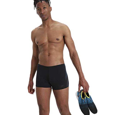 Speedo Tech Panel Aquashort Swim Briefs, Negro/Azul, 40 (ES 100 CM) Men's