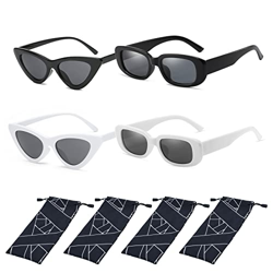 Gafas de Sol Mujer Rectangulares Negras 4pcs Ojo de Gato Rectangulares Cuadradas Mujer Vintage Fiesta Moda Adecuado Para Todo Tipo de Personas Protecc características