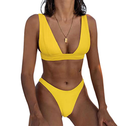 CheChury Mujer Triángulo Conjunto de Bikini Sexy Push Up Acolchado Traje de Baño de Dos Piezas Sólido Corte Alto Bikinis Brasileños para Playa precio