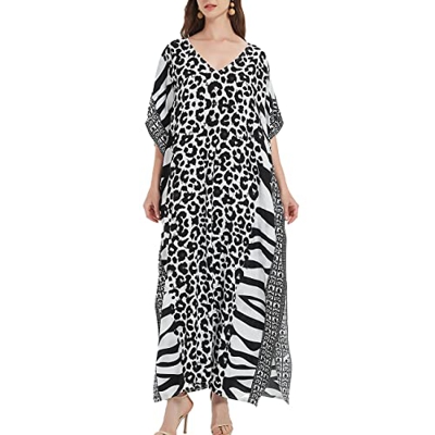 Snyemio Kaftan Vestido Largo Playero Mujer Maxi Pareo Verano Tunica Boho Talla Grande Kimono Estampado, Color 28, Talla única