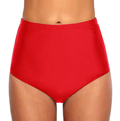 Ecute Pantalones de bikini para mujer, cintura alta, cintura alta, para natación, bragas, rojo, 36-38 en oferta