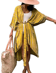 HYUET Mujer Kaftan Vestido de Playa Tie Dye Algodón Cárdigan Maxi Kimono Pareos y Camisola Camisas Playa Bohemia Boho Suelto Verano Traje de Baño Biki en oferta