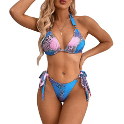 Dariobee Bikinis Mujer Push Up 2 Piezas Conjunto de Bikini Cuello Halter Trajes de baño Cuello de V Tops y Sexy Brasileños Tanga 2022 Bikini Sets - Az precio