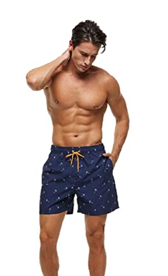 ShopINess Bañador Hombre de Natación Playa y Piscina Secado Rápido con Interior de Malla Estampados (Palmeras, 3XL)