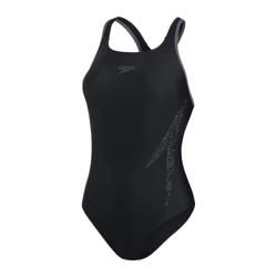 Speedo Bañador Hyperboom Placement Racerback One Piece Swimsuit, Negro/Gris, 28 (ES 34) Women's precio