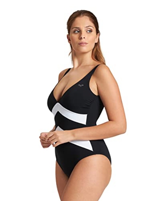 Arena Vera Bañador Bodylift para mujer con copa B, Negro/Blanco, 40