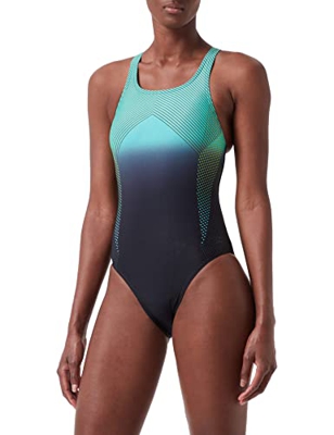 Speedo Digital Placement Medalist One Piece Swimsuit, Negro/Azul, 28 (ES 34) Women's