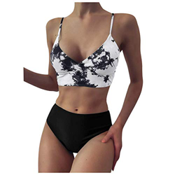 TUDUZ Bikinis de Mujer Verano Boho Tie Dye Estampado Bikini Conjunto en Dos Piezas Ropa de Baño Push Up Tops Tankini de Baño Traje Correa de Hombro Aj características