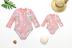 Madre Hija Bikinis Traje Baño,Trajes De Baño A Juego Familiares Madre Hija Bikinis Sets Moda Manga Larga Cremallera Traje De Neopreno Rosa De Una Piez características