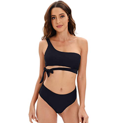 Conjuntos de Bikinis Mujer Traje de Baño de Un Hombro de 2 Piezas Bañador Ropa de Playa Traje de baño Push-up Bra Tops y Control de Barrig Braguitas,  en oferta