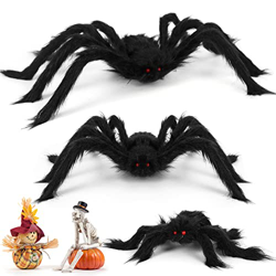 Wishstar Araña de Halloween 3 Piezas, araña de Halloween,75 cm,60cm,30cm,Araña Gigante Horror,Decorando el jardín Espeluznante características