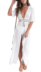 Cover Up Cárdigan Vestido de Bikini Mujer Pareo Transparente Playa con Cordones Verano Traje de Baño Cubrir Ropa de Playa para Piscina Playa Elegante  precio