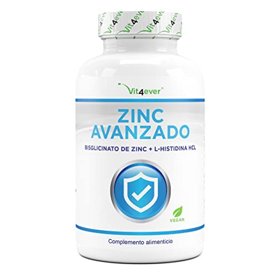 Zinc 25 mg - 400 comprimidos - Premium: Bisglicinato de zinc de Albion® + L-Histidina - Alta biodisponibilidad - Complejo de quelato - Probado en labo