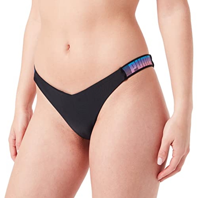 PUMA Swimwear V-Shape Brief Swim Briefs, Negro Combo, S para Mujer