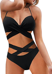 Trajes de Baño Bikinis Brasileño Mujer de Dos Piezas Bañadores Brasileno Doble Frontal Cruzada Traje de Baño Bikini Triangulo Push Up (Negro, S) características