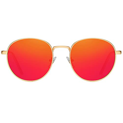 H HELMUT JUST Gafas de sol Redondas para Mujer Vintage con Montura en Metal Rojo Espojo Anti Reflejo precio