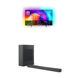 Philips 50PUS8517/12 TV LED 2022 Android 4K UHD 50" con Ambilight en 3 Lados + Barra de Sonido B6305/10 con Subwoofer Inalámbrico (2.1 Canales, 140 W, precio