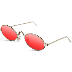 Gafas de Sol Vintage Ovaladas Pequeñas de Años 90 con Marco de Metal (Rojo) en oferta