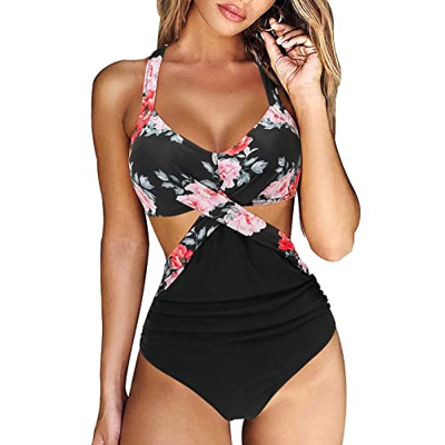 riou Bañadores para Mujer Una Pieza 2022 Bañador Cuello Halter Push up Sexy Traje de Baño Cintura Alta Bikinis Brasileños Mujeres con Relleno Ropa de 