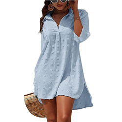 Camisa Suelto de Bikini Casual Camisetas Mujer Manga Larga Cuello en V Blusas para Mujer Mujer Ropa de Baño Playa Traje de Baño Vestido de Bikini Cami características