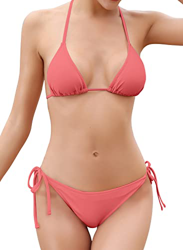 SHEKINI Traje de Baño de Dos Piezas Mujer Acolchada Clásico Ajustable Halter Triángulo Bikini Top Bikini Brasileño Cintura Baja Bikini Bottom Bikini d en oferta