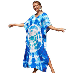 Vestido Largo de Playa para Mujer Kaftan Maxi Pareo Bikini Cover Ups para Verano Vacaciones (Tianlan) en oferta