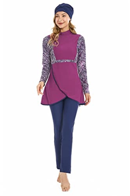 Trajes de baño Musulmanes para Mujeres lTraje de baño Modesto lBurkini de Talla Grande lTraje de baño islámico lManga Larga lTraje de baño (4XL, X1)