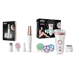 Braun Silk-épil 9 SkinSpa Depiladora Mujer con Tecnologí 9-990, Blanco/Rosa & Braun FaceSpa Pro Depiladora Facial Mujer Todo en 1 con Cepillo de Limpi precio