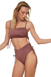 Trendyol Bikini de Cintura Alta con Detalles en la Parte Superior Inferior, marrón, 40 para Mujer precio