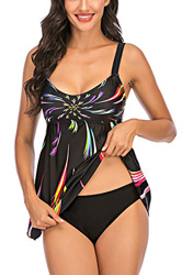 Tankinis Mujer Traje de Baño de Dos Piezas Conjunto Push up Bikini Playa Beachwear Multicolor XXL precio