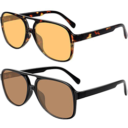 Gafas de sol vintage aviador para mujeres y hombres de los años 70 clásicos retro grandes gafas de sol, Marco de leopardo, lente amarilla + marrón, Me precio