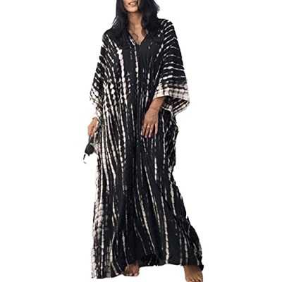 Snyemio Kaftan Vestido Largo Playero Mujer Maxi Pareo Verano Tunica Boho Talla Grande Kimono Estampado, Color 13, Talla única