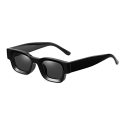 YAMEIZE Gafas de Sol Rectangulares de Moda para Mujeres Hombres Protección UV400 Gafas Pequeñas para Exteriores (Negro) en oferta