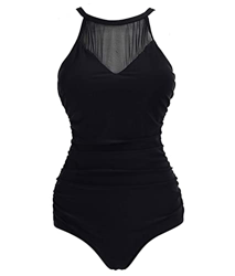 Viloree Bañador Mujer Reductor Barriga Push up Relleno Un Hombro Cintura Pliegues Una Pieza Trajes Ropa de Baño Natacion Negro (Estilo 3) 3XL en oferta