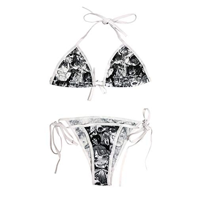 YOMORIO Lindo Micro Bikini Lolita Japonés Anime Bra y Panty Set Cosplay Tanga Bikini - gris - Talla Única