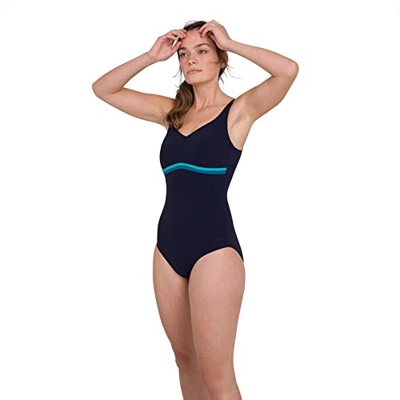 Speedo Contourluxe 1 Piece AF Traje de baño, Mujer, True Navy/Jade/Nordic Teal, 32